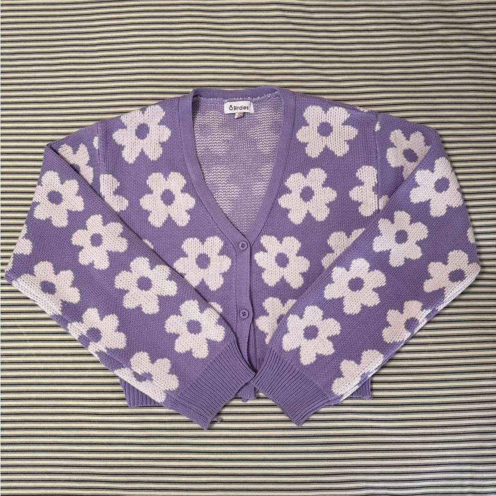 Purple Floral Cardigan by 8 Birdies
